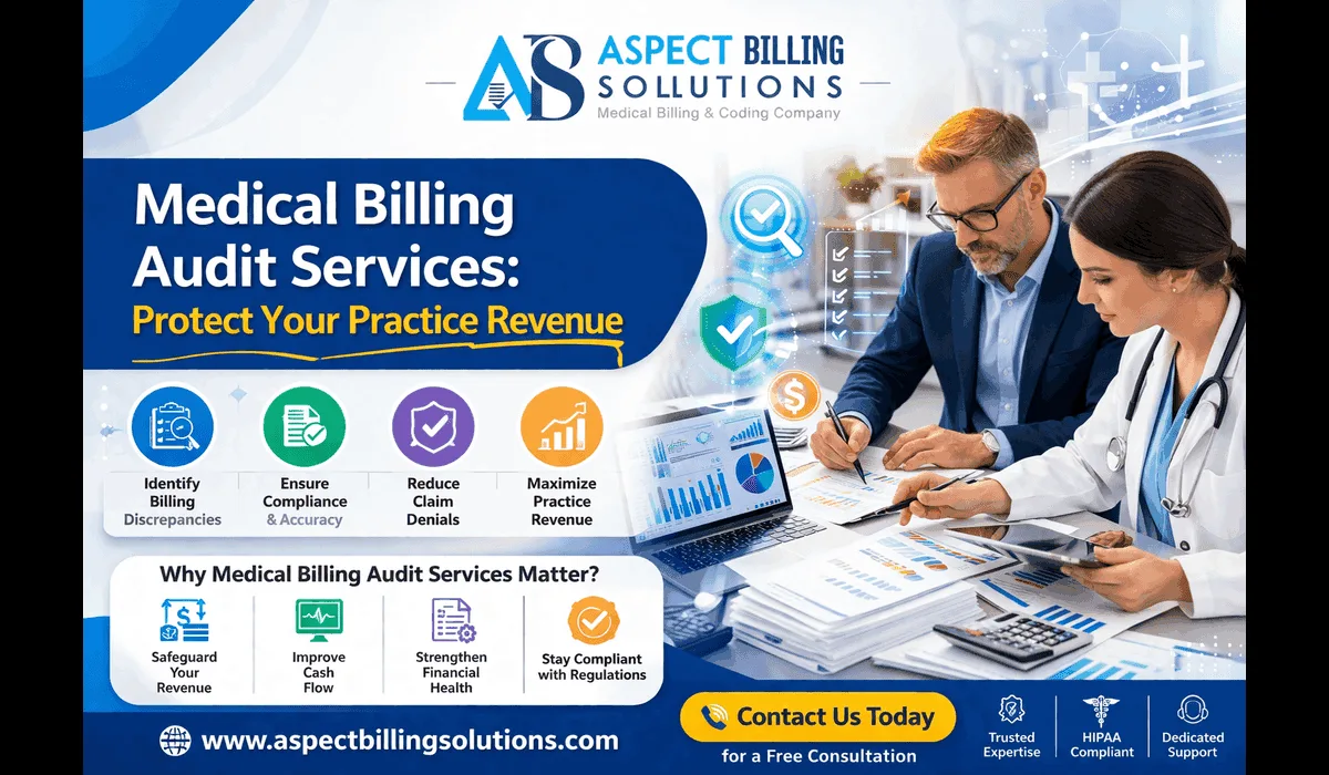 A professional healthcare auditor reviewing financial records during medical billing audit services