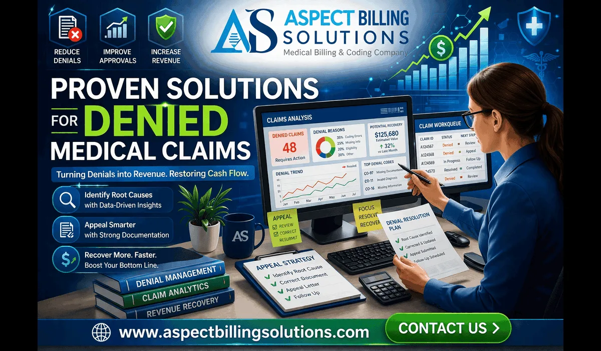 A medical billing specialist finding solutions for denied medical claims to improve practice revenue.