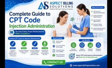 Medical coder reviewing CPT code injection administration guidelines and patient records