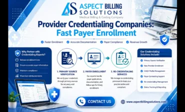 Provider credentialing companies workflow showing primary source verification, payer enrollment, and re-credentialing services