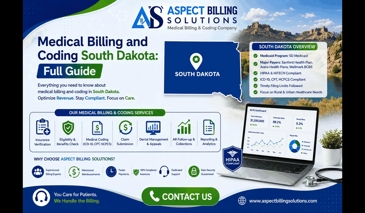 medical billing and coding South Dakota overview infographic