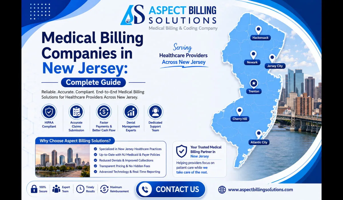 medical billing companies in New Jersey map showing Newark, Jersey City, Trenton, Cherry Hill, Atlantic City, and Princeton service areas