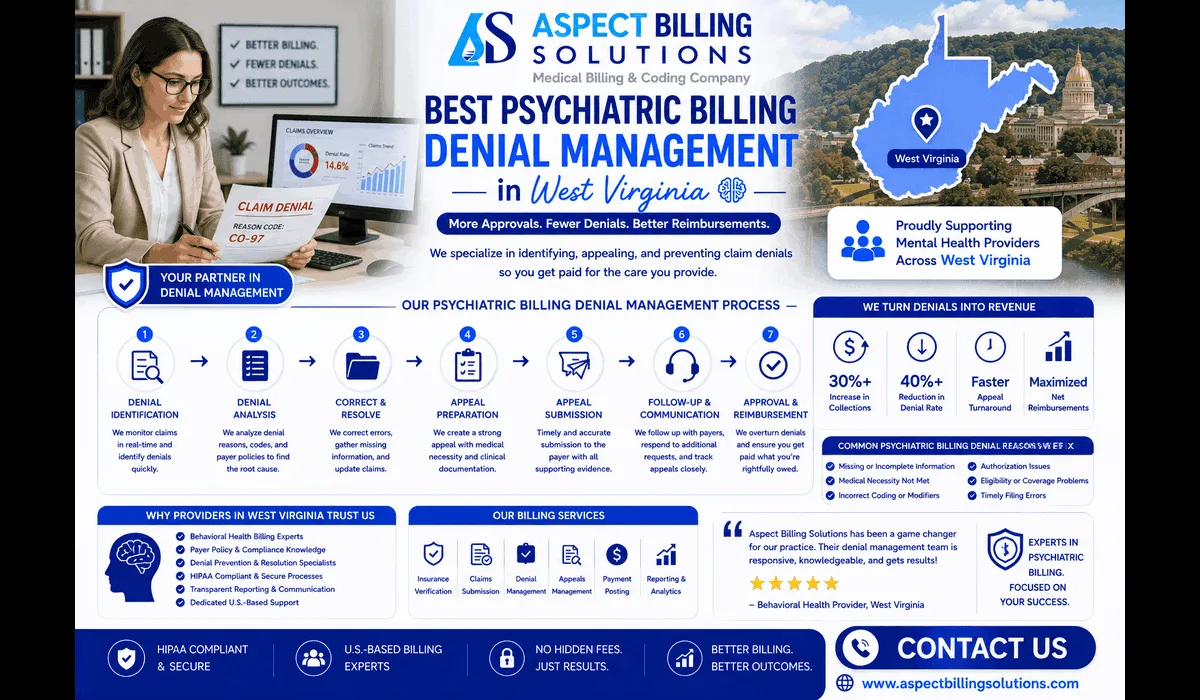 Best psychiatric billing denial management in West Virginia helping practices reduce claim denials and recover revenue