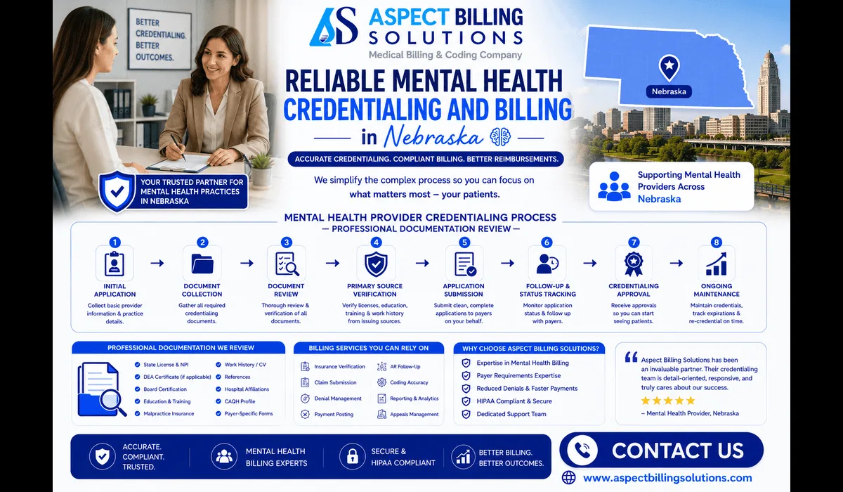 Reliable mental health credentialing and billing services in Nebraska supporting provider enrollment