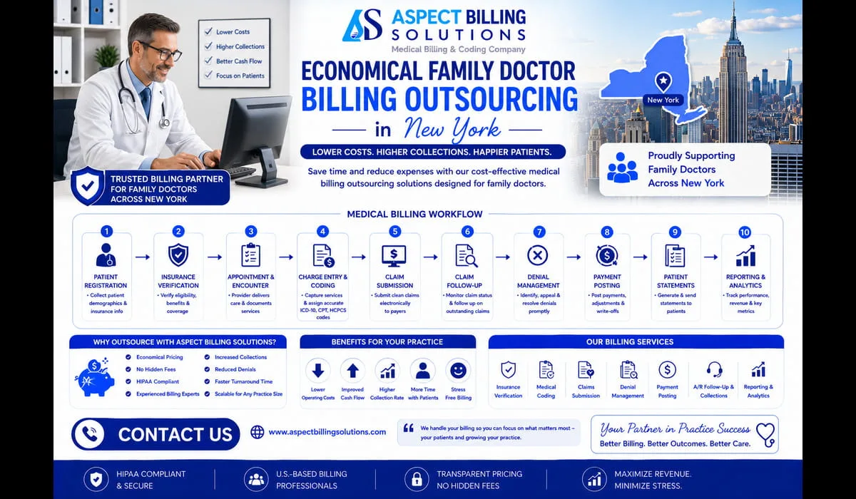 Comprehensive medical billing workflow showing claim submission, processing, and payment collection