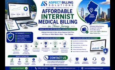 Internist medical billing specialist reviewing claims for a New Jersey practice