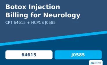 Aspect Billing Solutions banner showing CPT 64615 procedure and J0585 drug codes for Botox injection billing for neurology