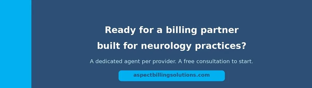 Call to action for neurology billing support from Aspect Billing Solutions