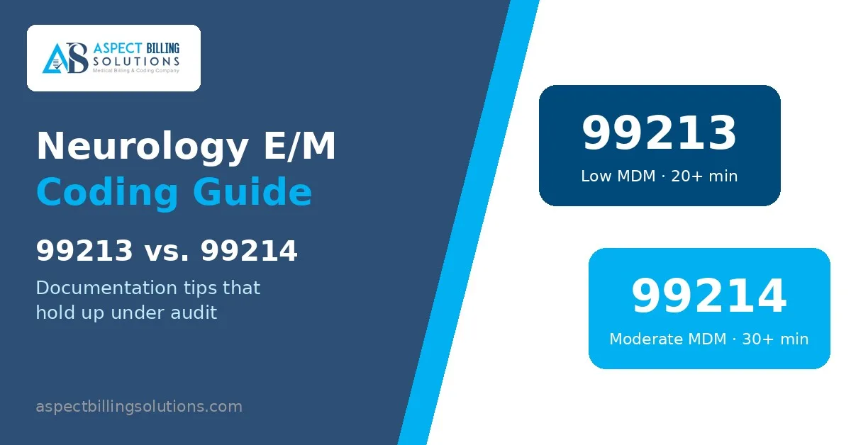 Neurology E/M coding 99213 vs 99214 documentation tips