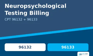 Aspect Billing Solutions banner for neuropsychological testing billing showing CPT 96132 first hour and CPT 96133 add-on code