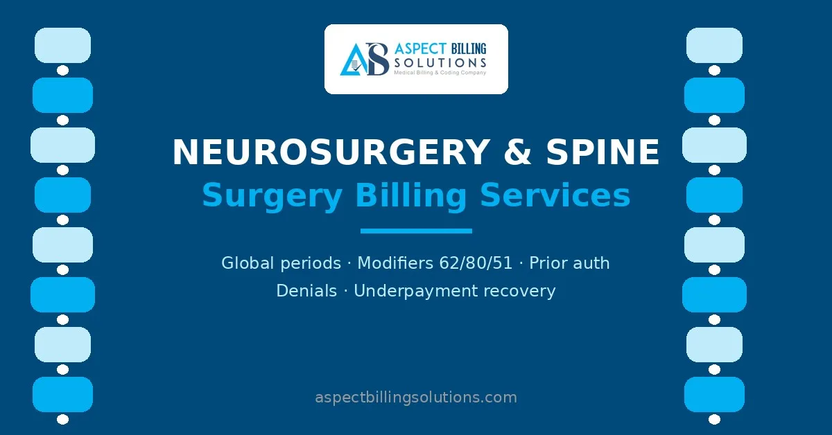 Neurosurgery and spine surgery billing services feature graphic