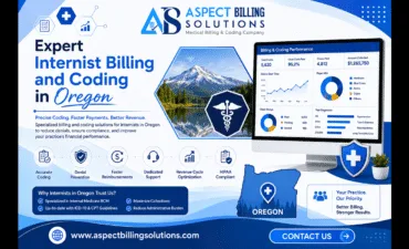 Aspect Billing Solutions banner introducing specialized internist billing expertise in Oregon