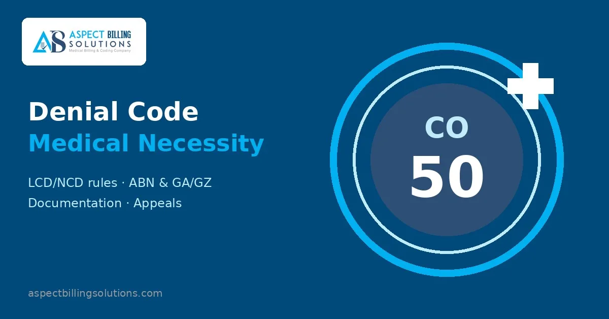 CO-50 denial code medical necessity feature graphic