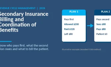Secondary insurance billing and coordination of benefits: primary and secondary plans paying one claim