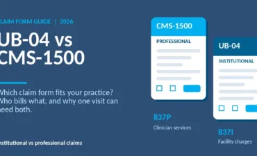 UB-04 vs CMS-1500 claim forms compared: institutional versus professional claims